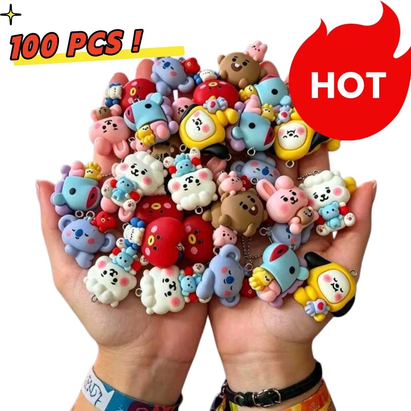 Jewelry Making Parts - 7pcs BT21 Resin Cartoon Charm DIY