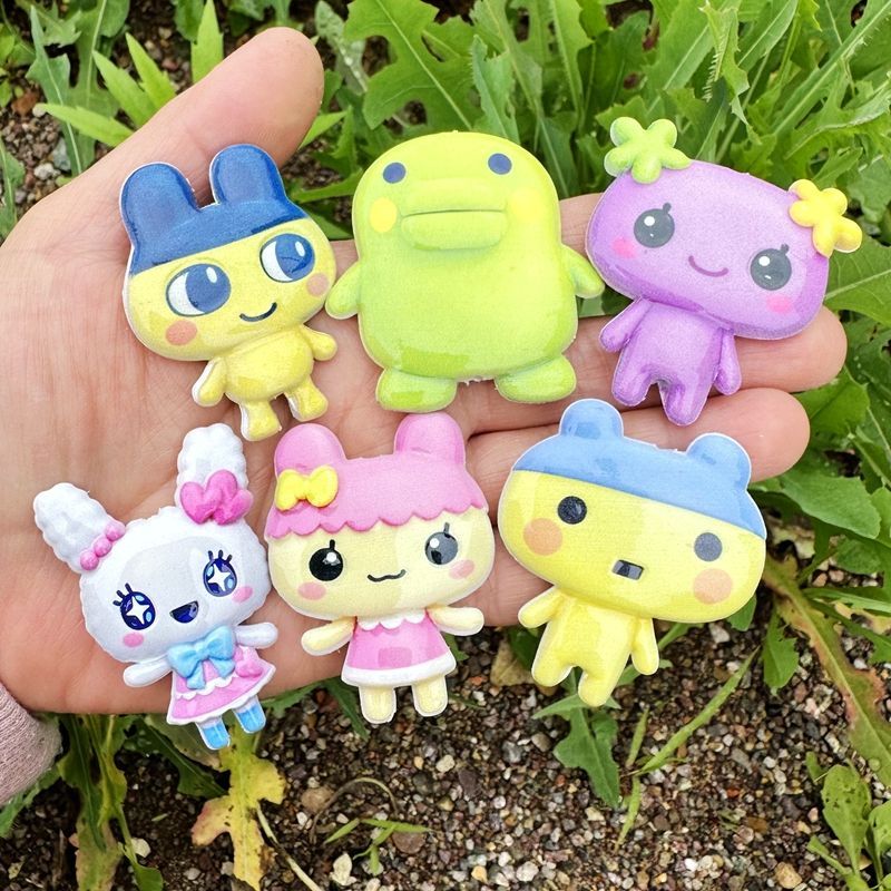 Jewelry Making Parts - 45mm Cartoon Tamagotchi double-sided printed hollow