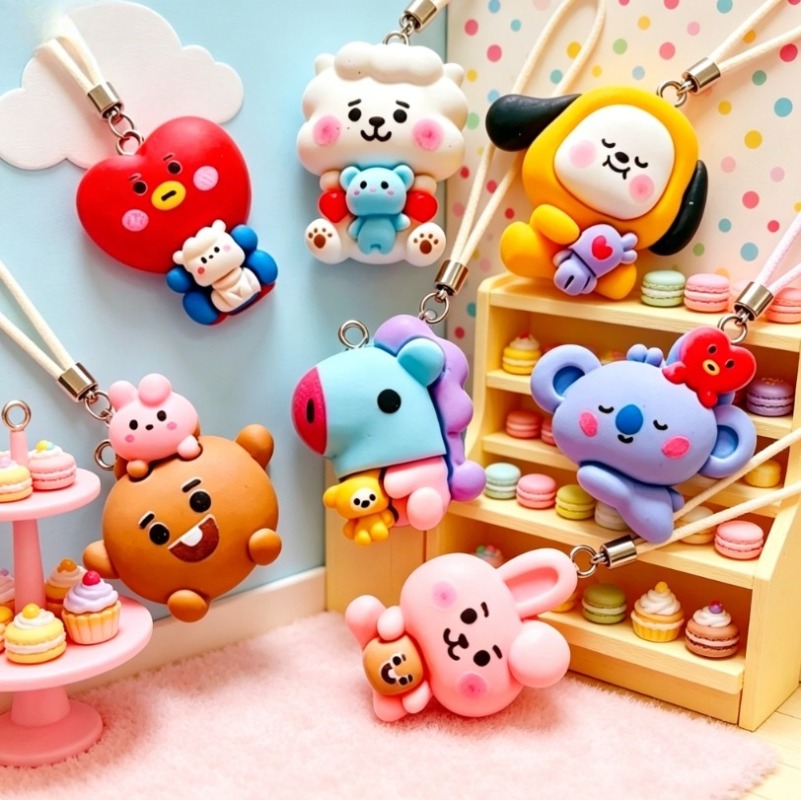 7pcs BT21 Resin Cartoon Charm  - огляд і ціна Jewelry Making Parts