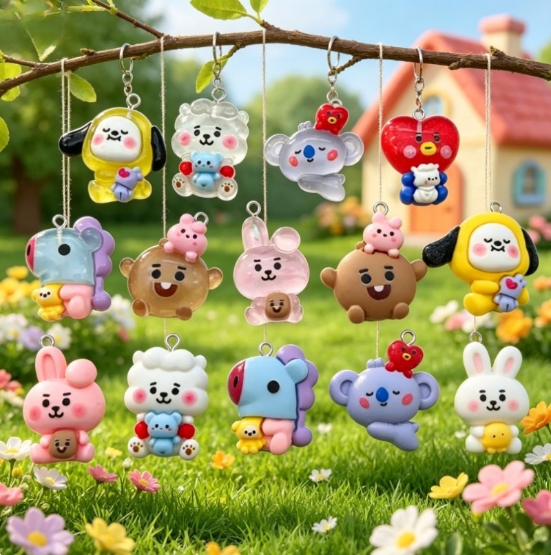 7pcs BT21 Resin Cartoon Charm  - огляд і ціна Jewelry Making Parts